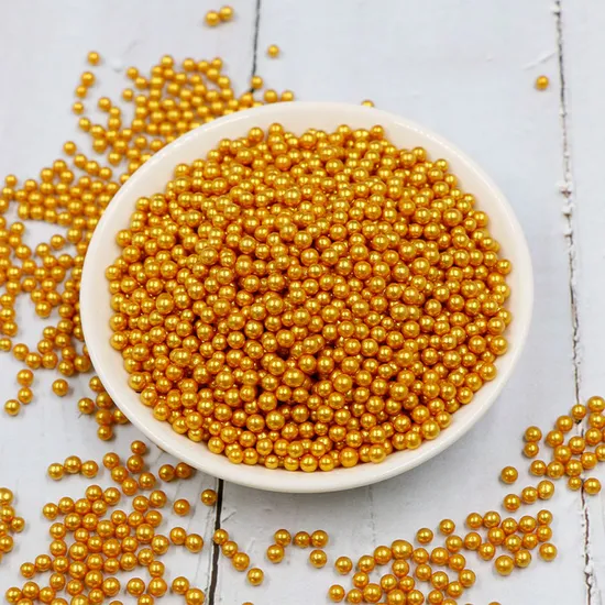 Wholesale Golden Sugar Pearls 2 mm Sprinkles 