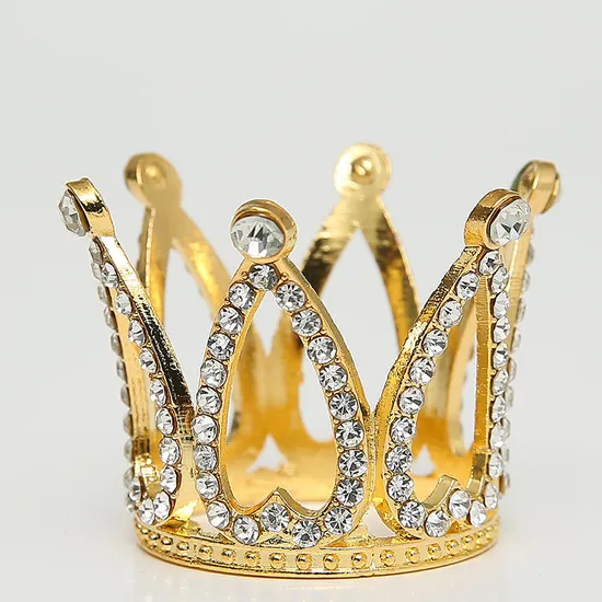 Wholesale Wedding Decoration Crown Cake Decoration Mini Crowns Set Gold Metal Crown for Party Decoration 