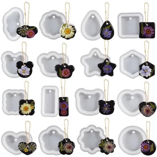 Geometric Water Drop Love Pendant Keychain Silicone Baking Molds 