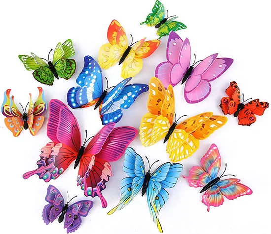 3D Butterfly Wall Decor Birthday Party Decorations Butterfly Cake Decorations Removable Pink Butterfly 