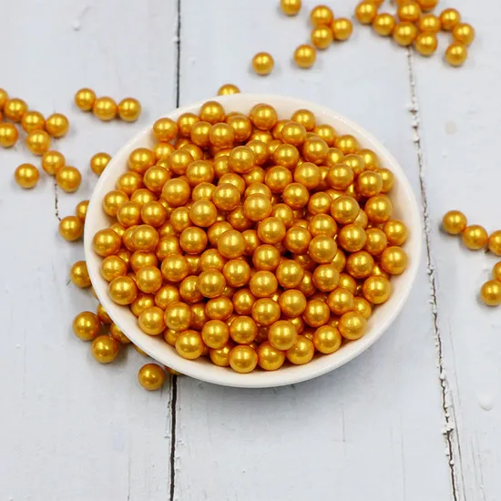Gold Edible Sugar Pearls Supplier in China 