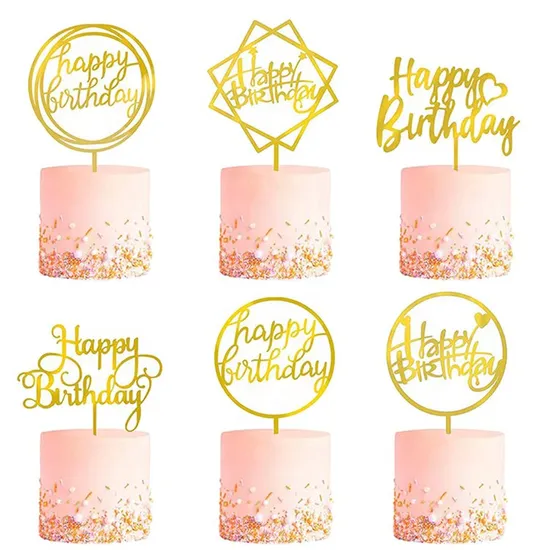 Hot Selling Acrylic Happy Birthday Cake Topper for Wedding Party Cake Decoration Toppers 